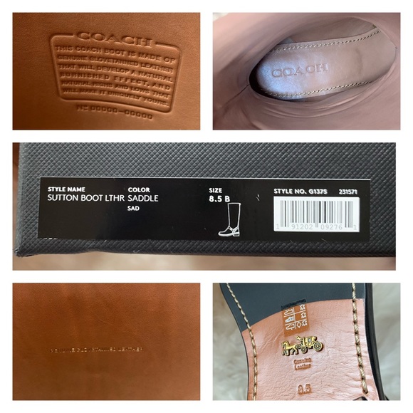 New! COACH Sutton Leather Charm Riding Boots - Picture 12 of 12